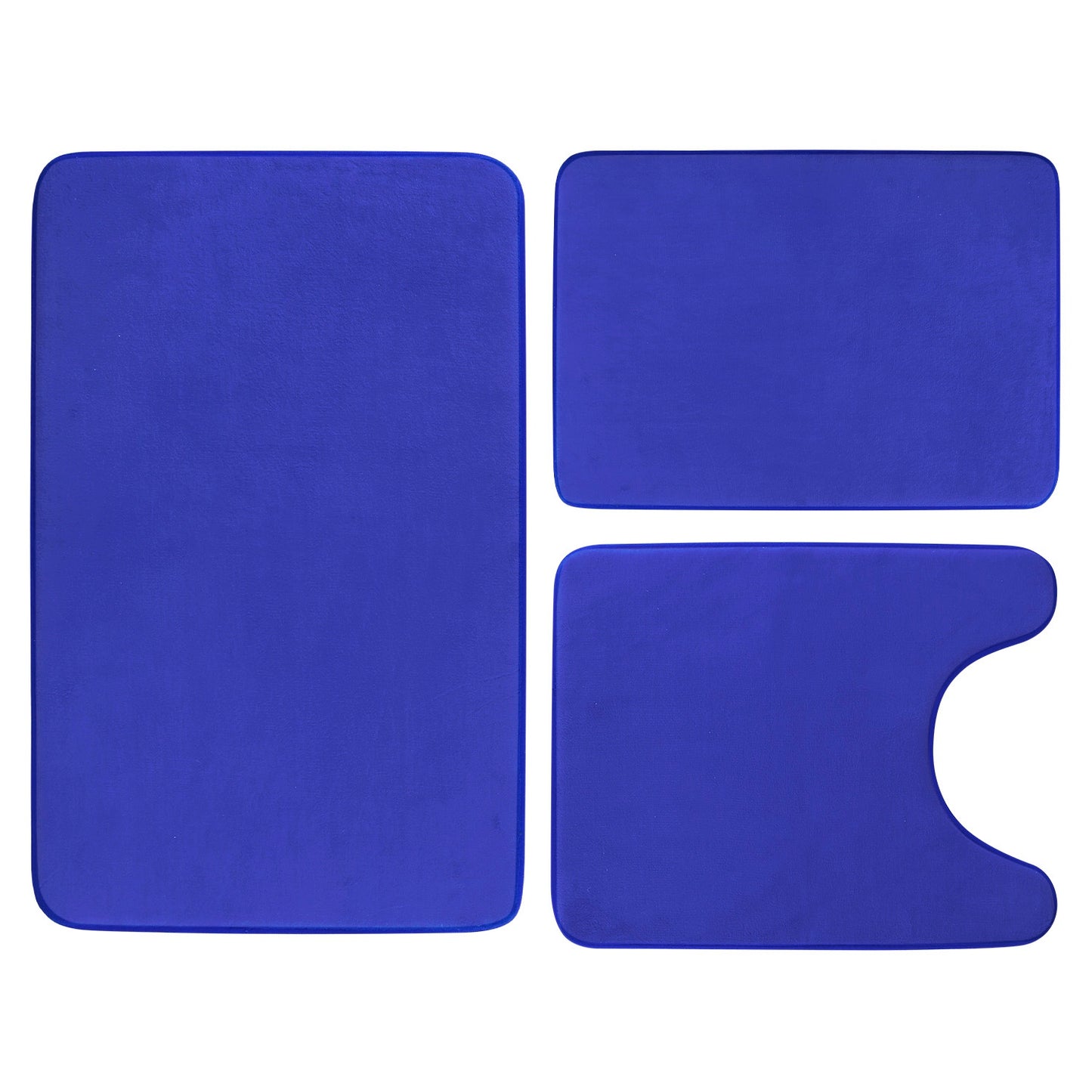 3Pcs Bathroom Rug Set Plush Velvet Bath Carpet Anti-Slip Memory Foam Mat Fo 5068