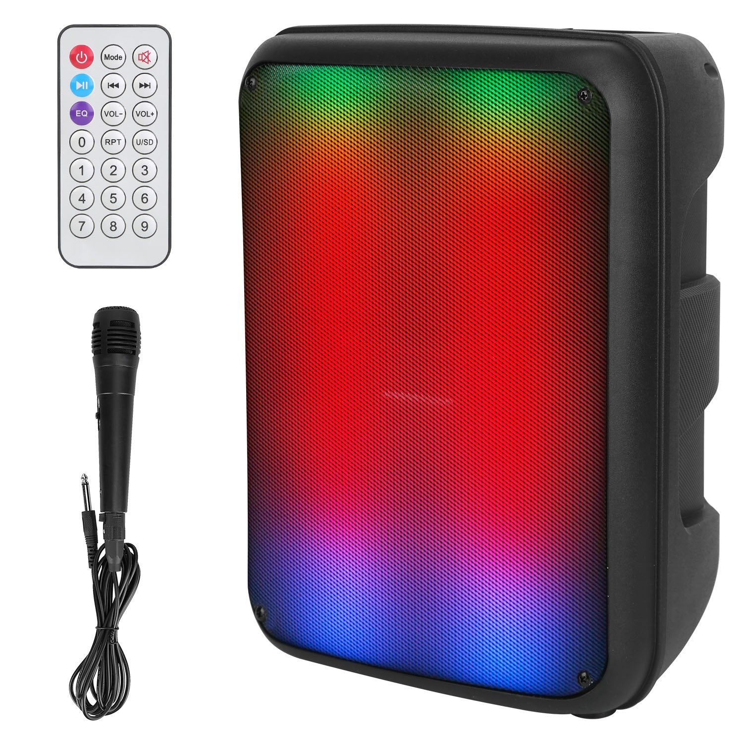 Portable Wireless Party Speaker 8in Colorful Lights DJ PA System with TWS