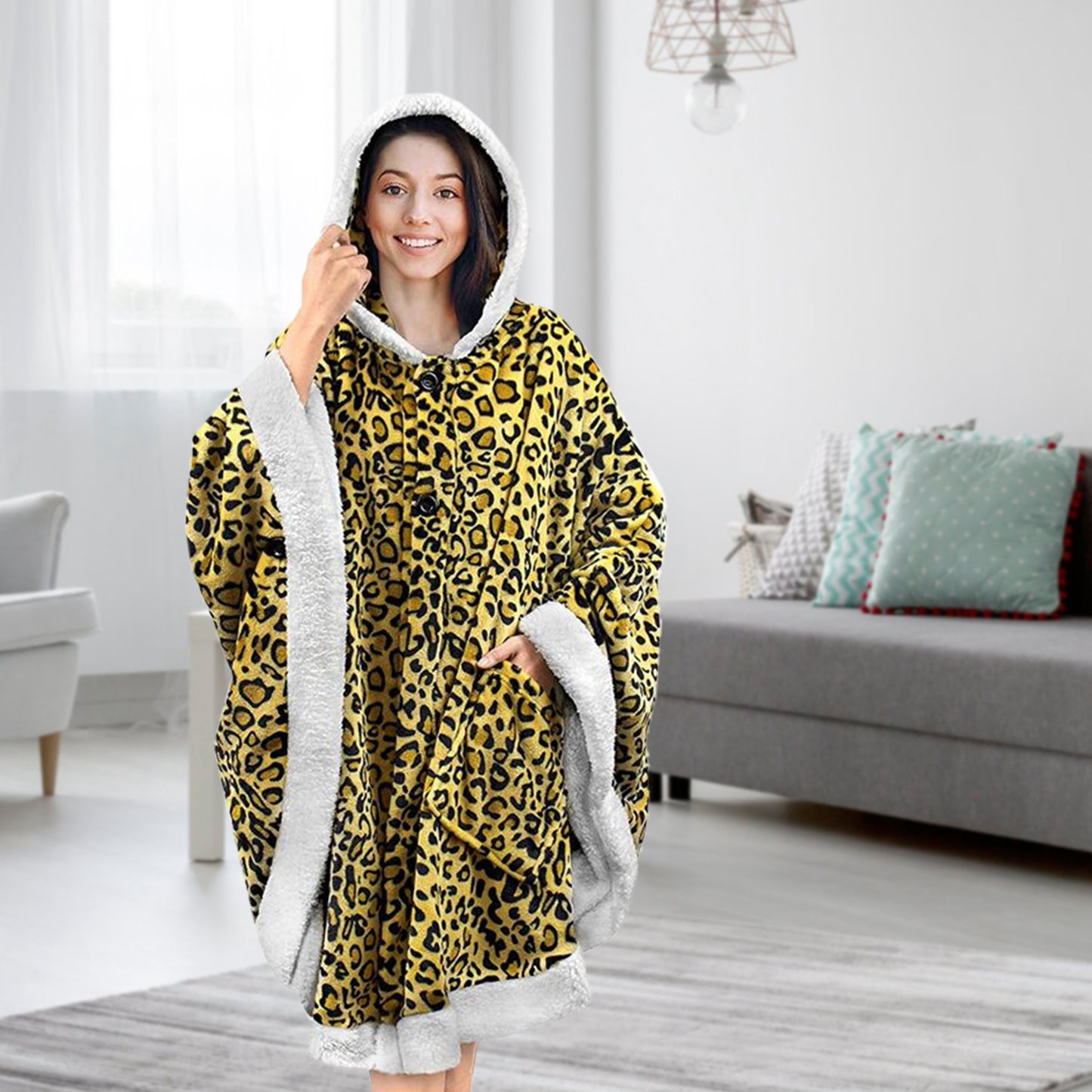 Hoodie Blanket Wrap Wearable Hoodie Snuggle Robe Sweatshirt Soft Lined Cuddle