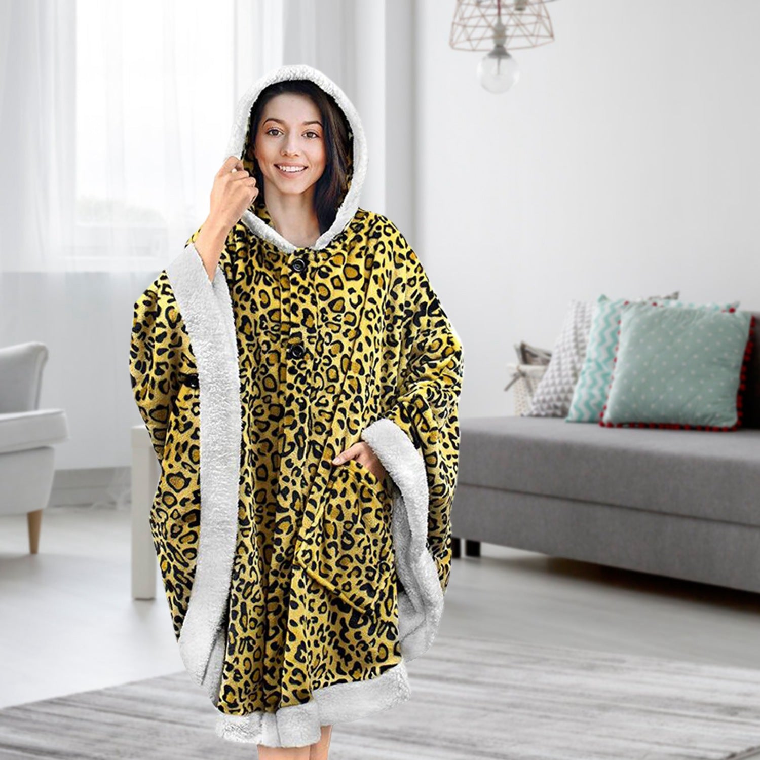 Hoodie Blanket Wrap Wearable Hoodie Snuggle Robe Sweatshirt Soft Lined Cuddle