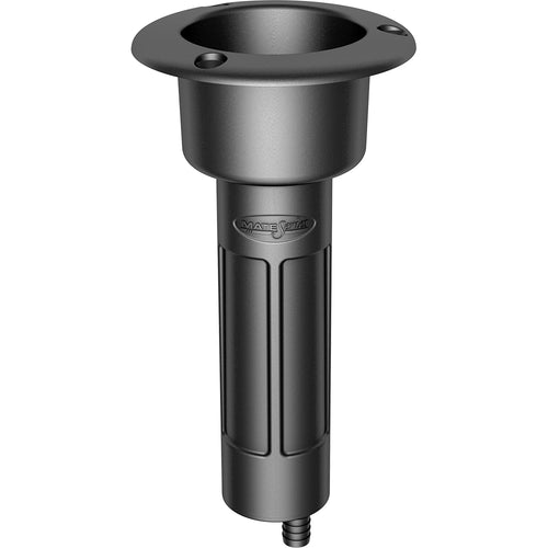 Mate Series Plastic 0 Rod Cup Holder - Drain - Round Top - Black [P1000DB]