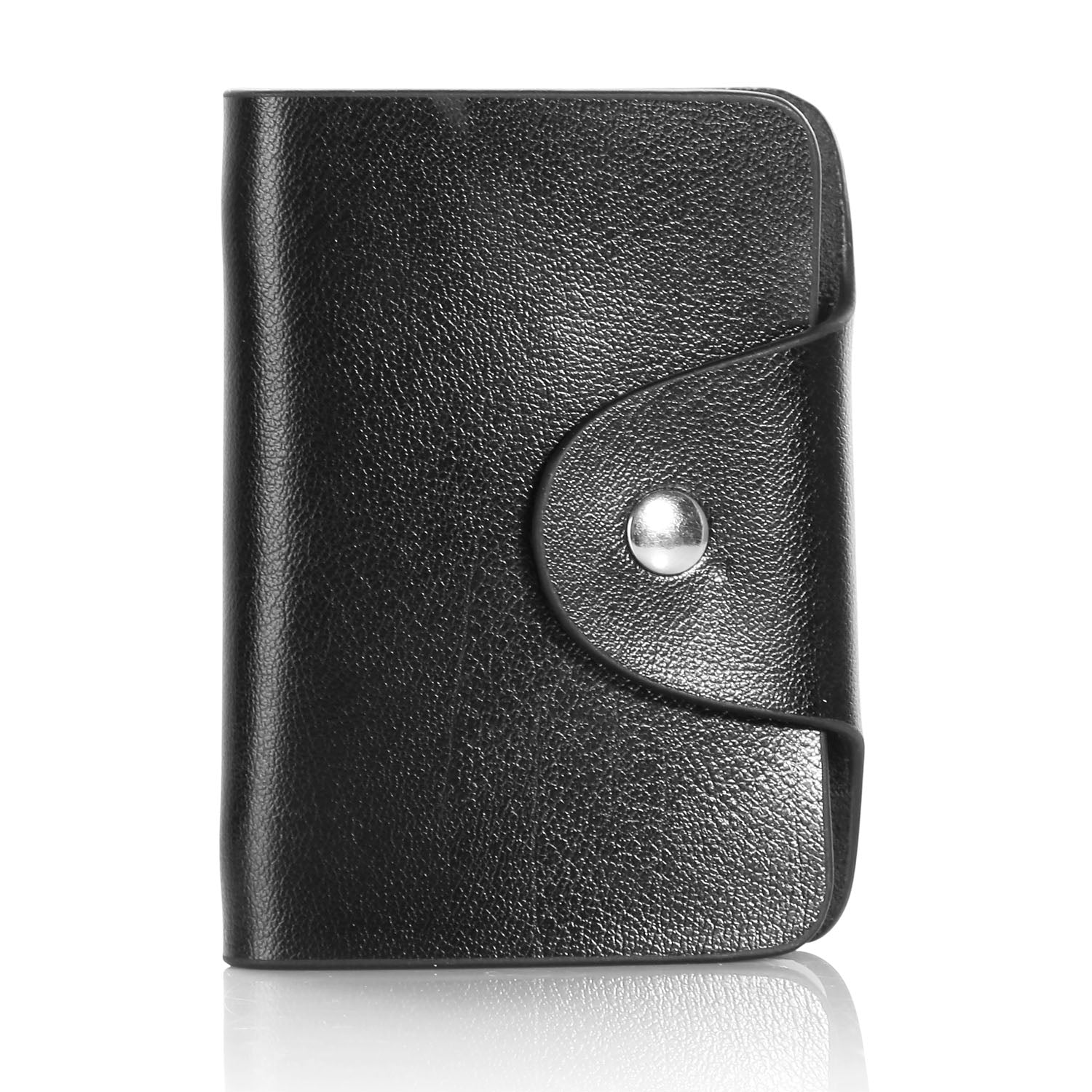 Credit Card Holder Card Organizer Pouch PU Leather Case Snap Closure with 26Pcs