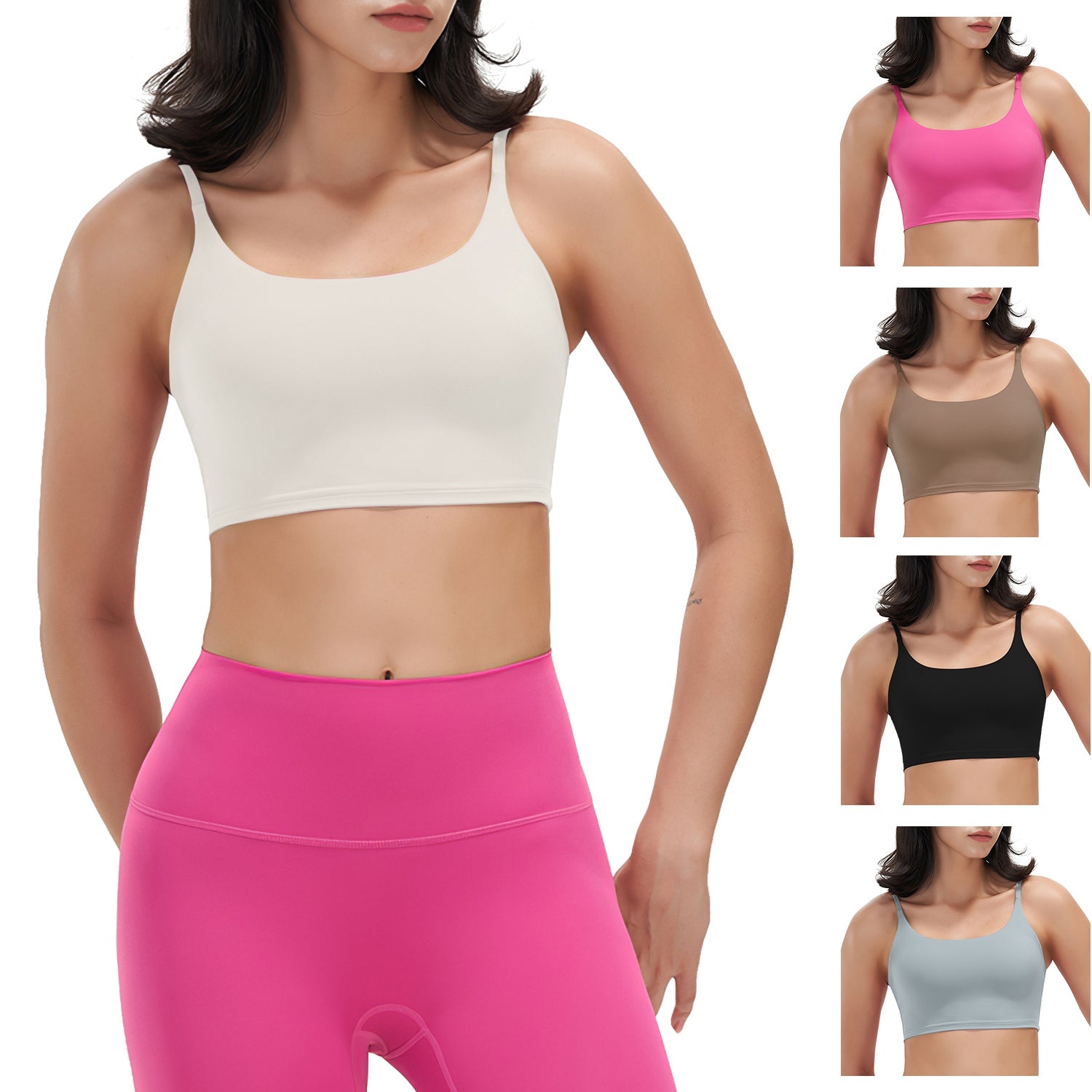 Women Strap Sport Bras Padded Strappy Crop Square Neck Low Impact Bras Sexy