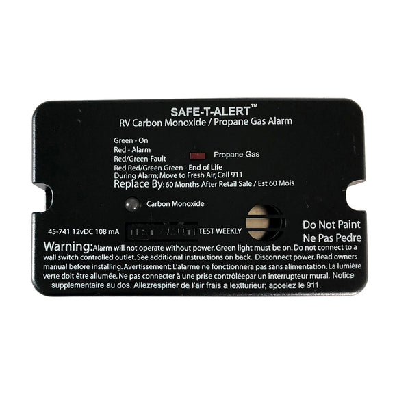 Safe-T-Alert 45-Series Combo Carbon Monoxide Propane Alarm Surface Mount - Black [45-741-BL]