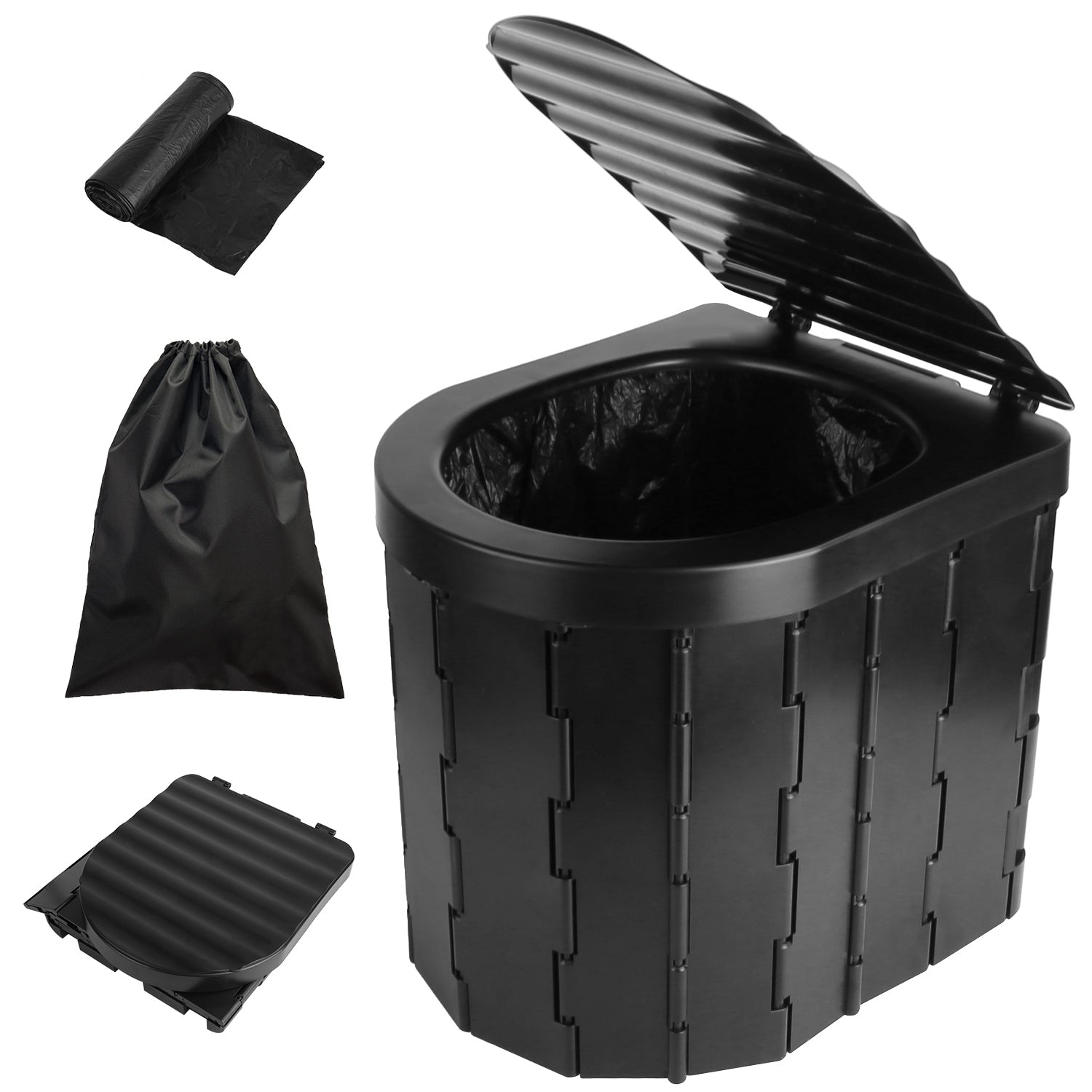 Foldable Emergency Toilet Portable Porta Potty for Car Travel Camping Boating