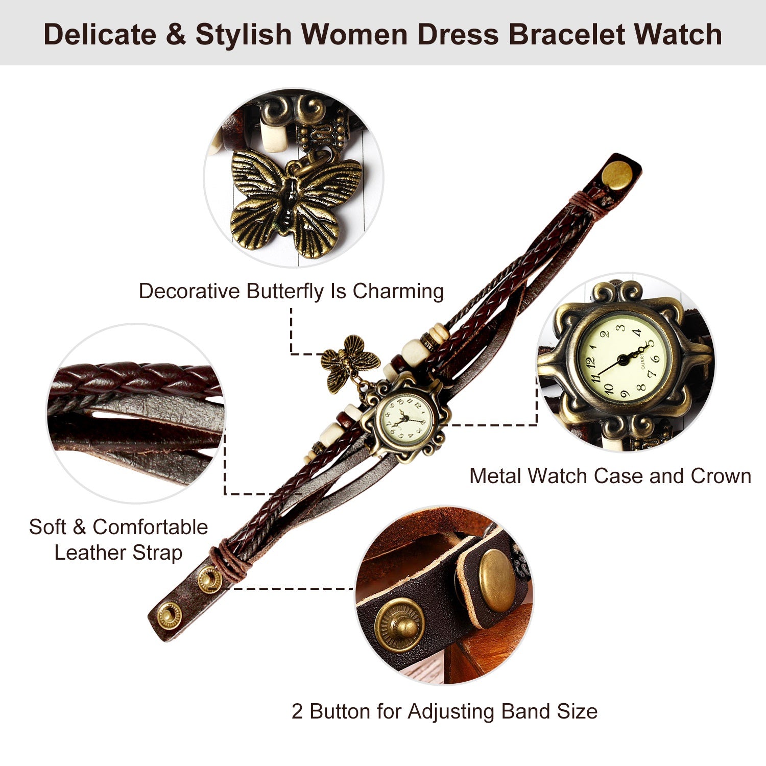 Vintage Women s Watch Bohemian Handmade Leather Watch Quartz Wrist Watch