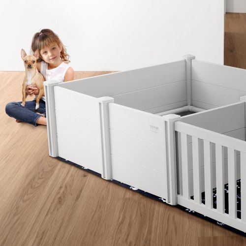 Dog Whelping Box 93.3 x 48.4 x 18.1in Dual Zone PVC with Rails Pee Pad