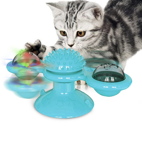 Windmill Cat Toy Turntable Interactive Teasing Pet Toy Wall Mount Turning