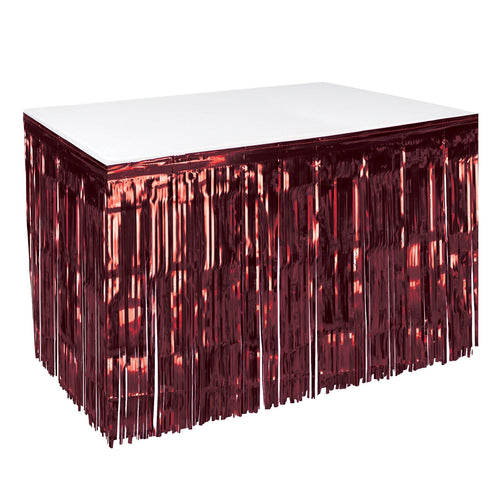Beistle 1-Ply Metallic Table Skirting - Burgundy - General Occasion | Party