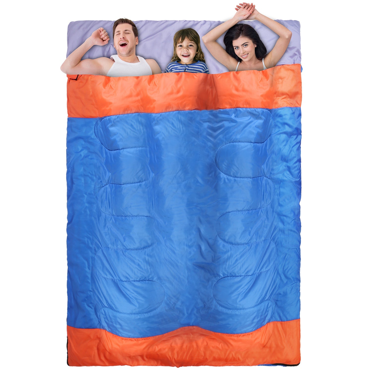 3 People Sleeping Bag for Adult Kids Lightweight Water Resistant Camping Cotton
