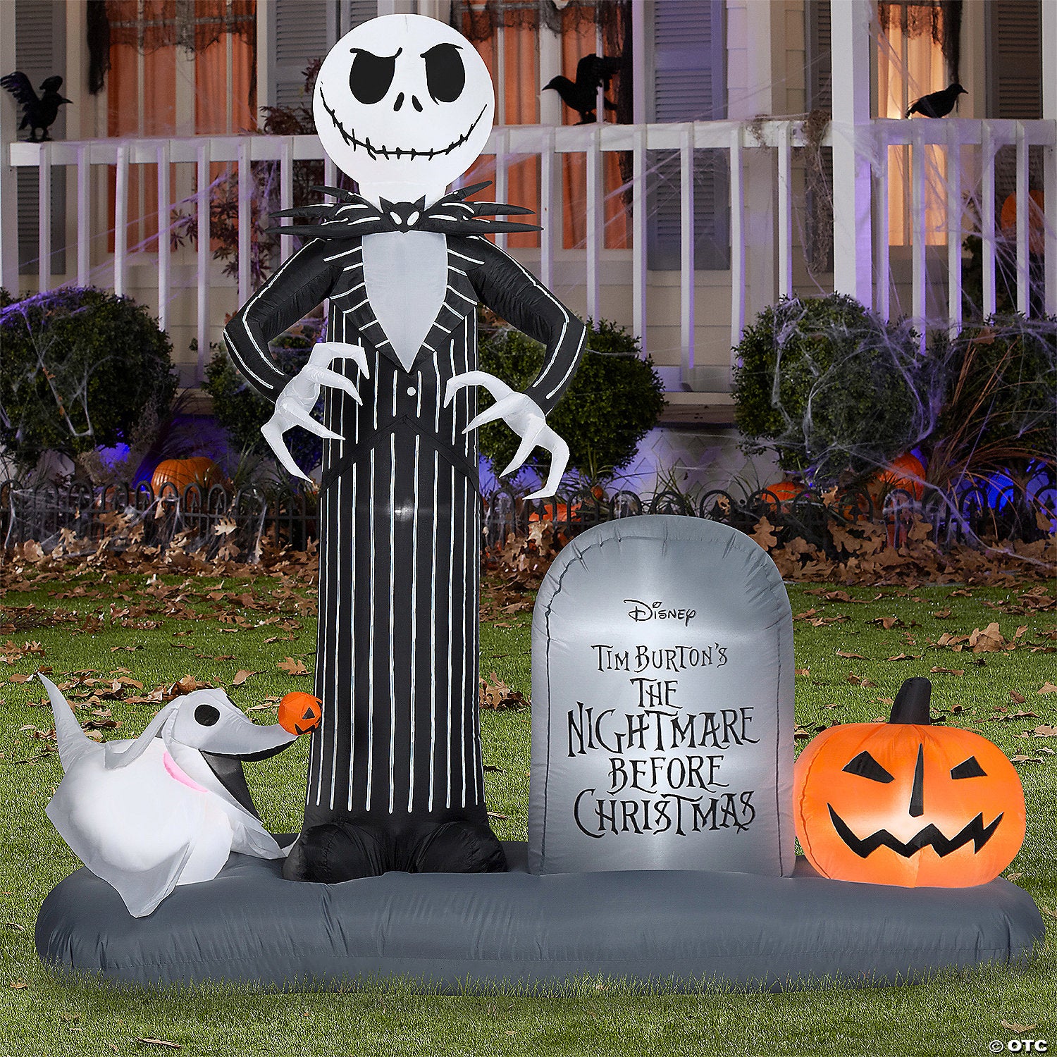 74" Blow-Up Inflatable Nightmare Before Christmas Jack Skellington In Graveyard With Built-In Led Lights Outdoor Yard Decoration