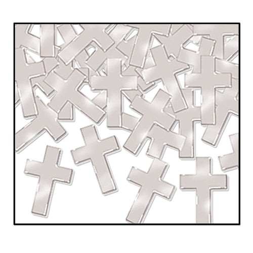 Beistle Silver Fanci-Fetti Crosses - Religious | Party Supply | Decoration
