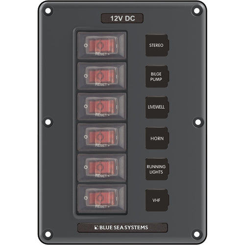 Blue Sea 4322 Circuit Breaker Switch Panel 6 Position - Gray [4322]