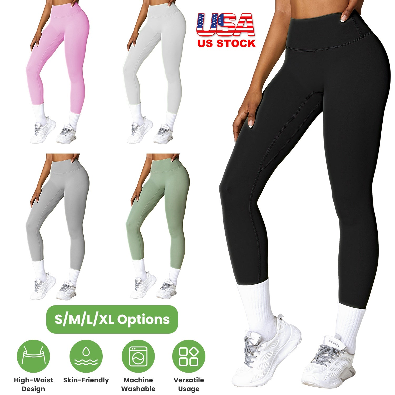 Women s High Waist Workout Leggings Tummy Control Compression Yoga Tight Pants