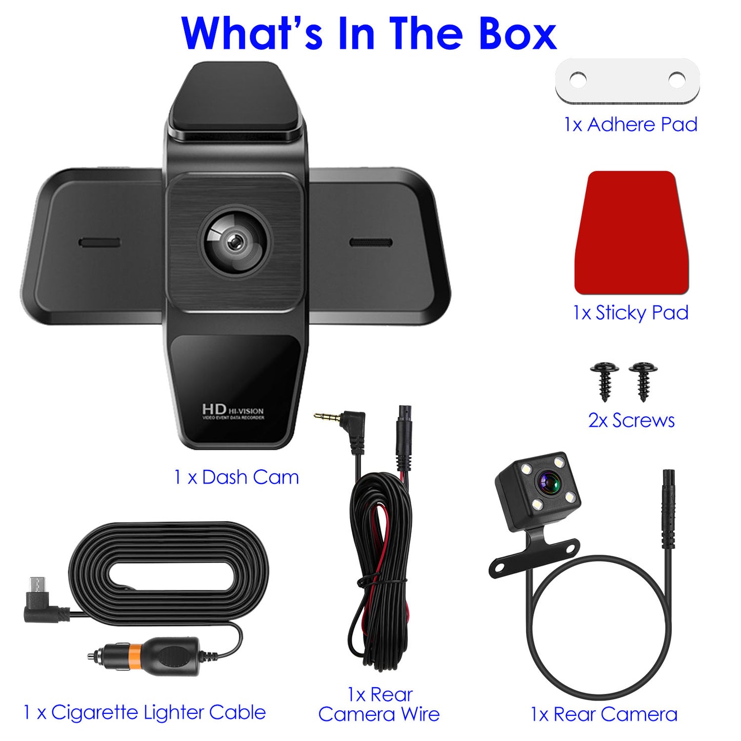 1080P FHD 3 Channel WiFi Dash Cam 170° Wide Angle Triple Car Camera With IR