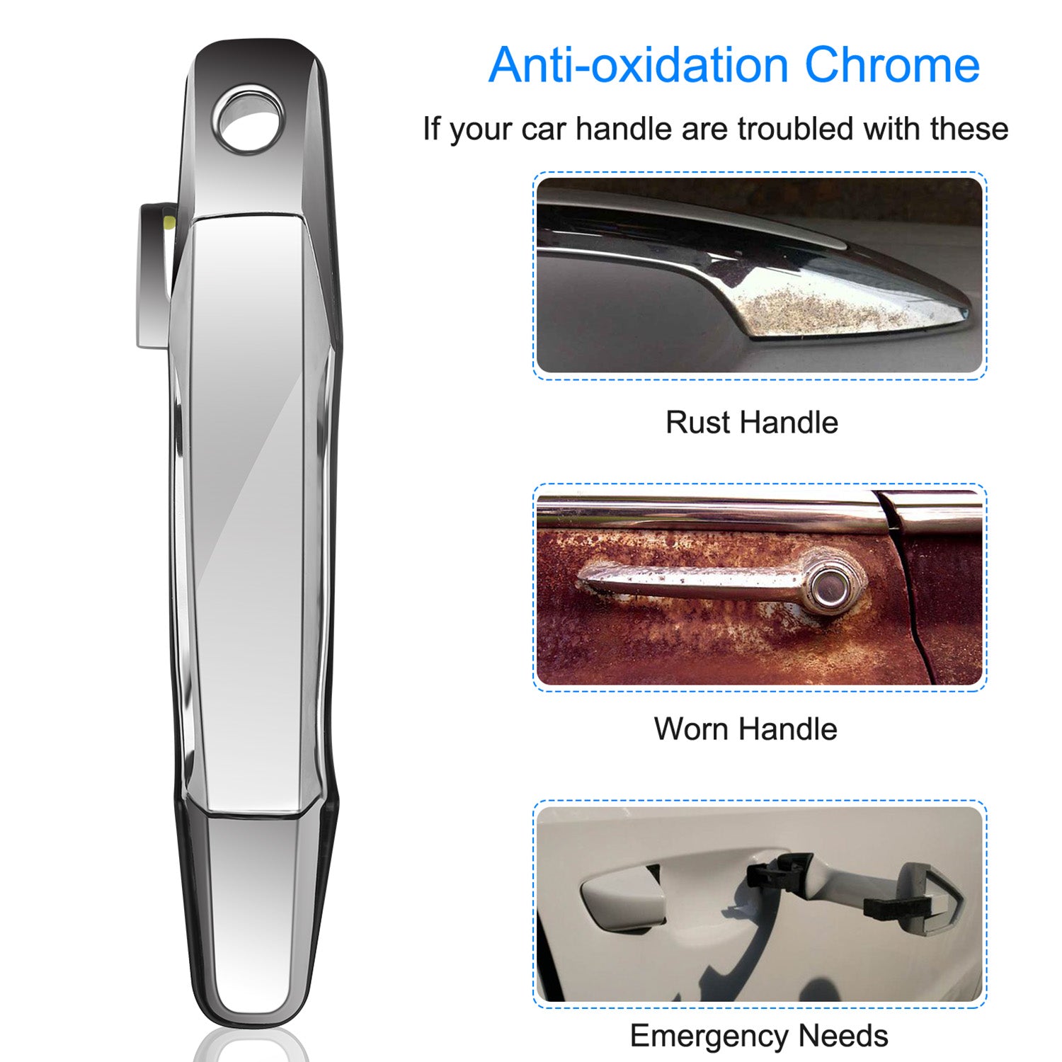 iMounTEK 4pcs Chrome Outer Handles Outside Exterior Door Handles Front Rear for
