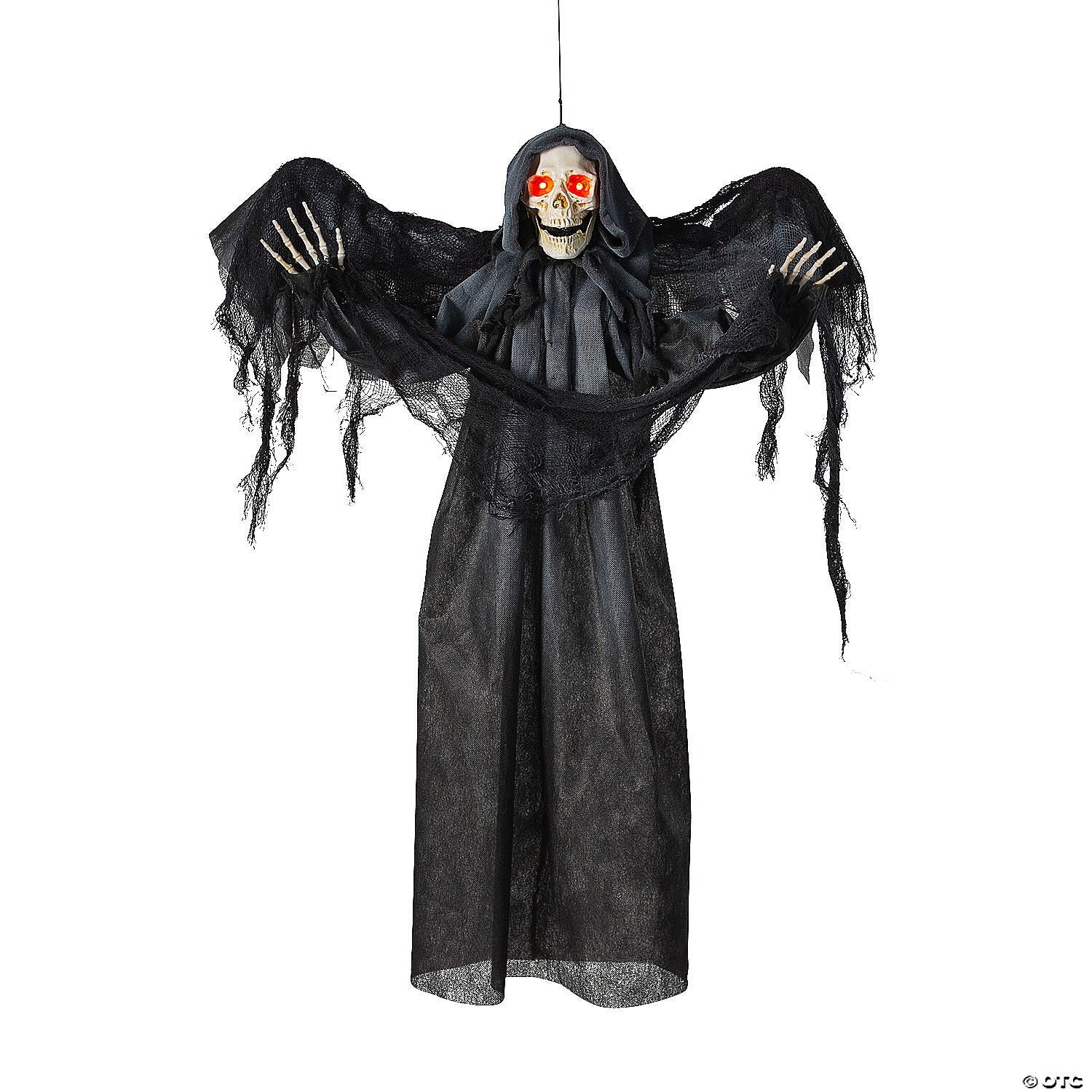 3 Ft. Animated Grim Reaper with Wings Hanging Halloween Decoration