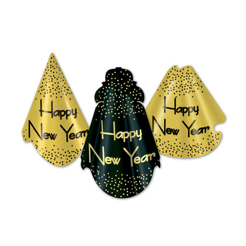 Beistle Sparkling Black and Gold New Year Hats - New Years | Party Supply