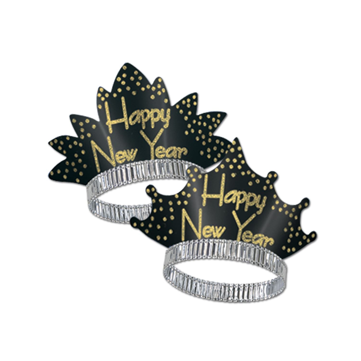 Beistle Sparkling Black and Gold New Year Tiaras - New Years | Party Supply