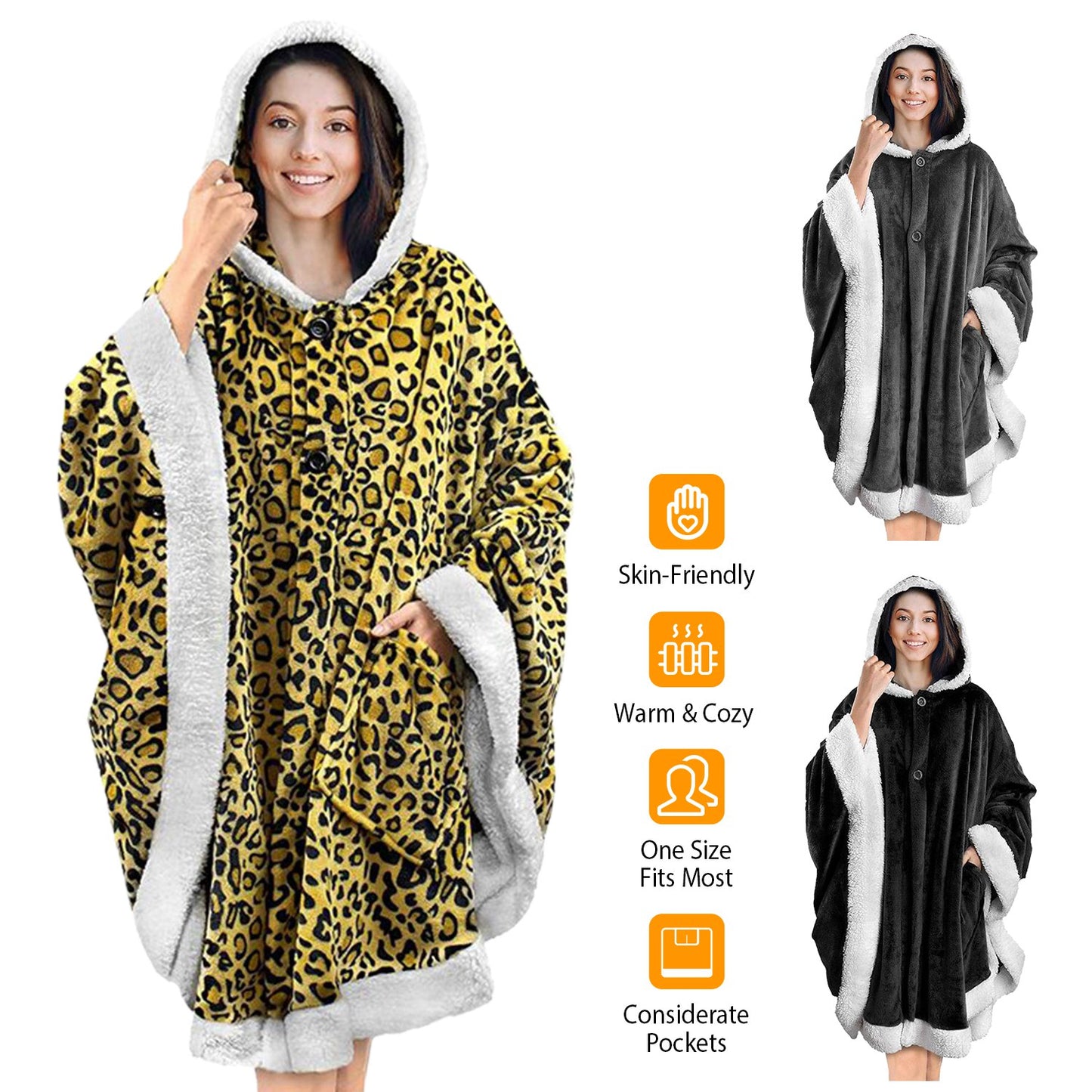 Hoodie Blanket Wrap Wearable Hoodie Snuggle Robe Sweatshirt Soft Lined Cuddle
