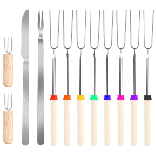 Stainless Steel Roasting Sticks Set 31.9in Extendable Telescoping Marshmallow