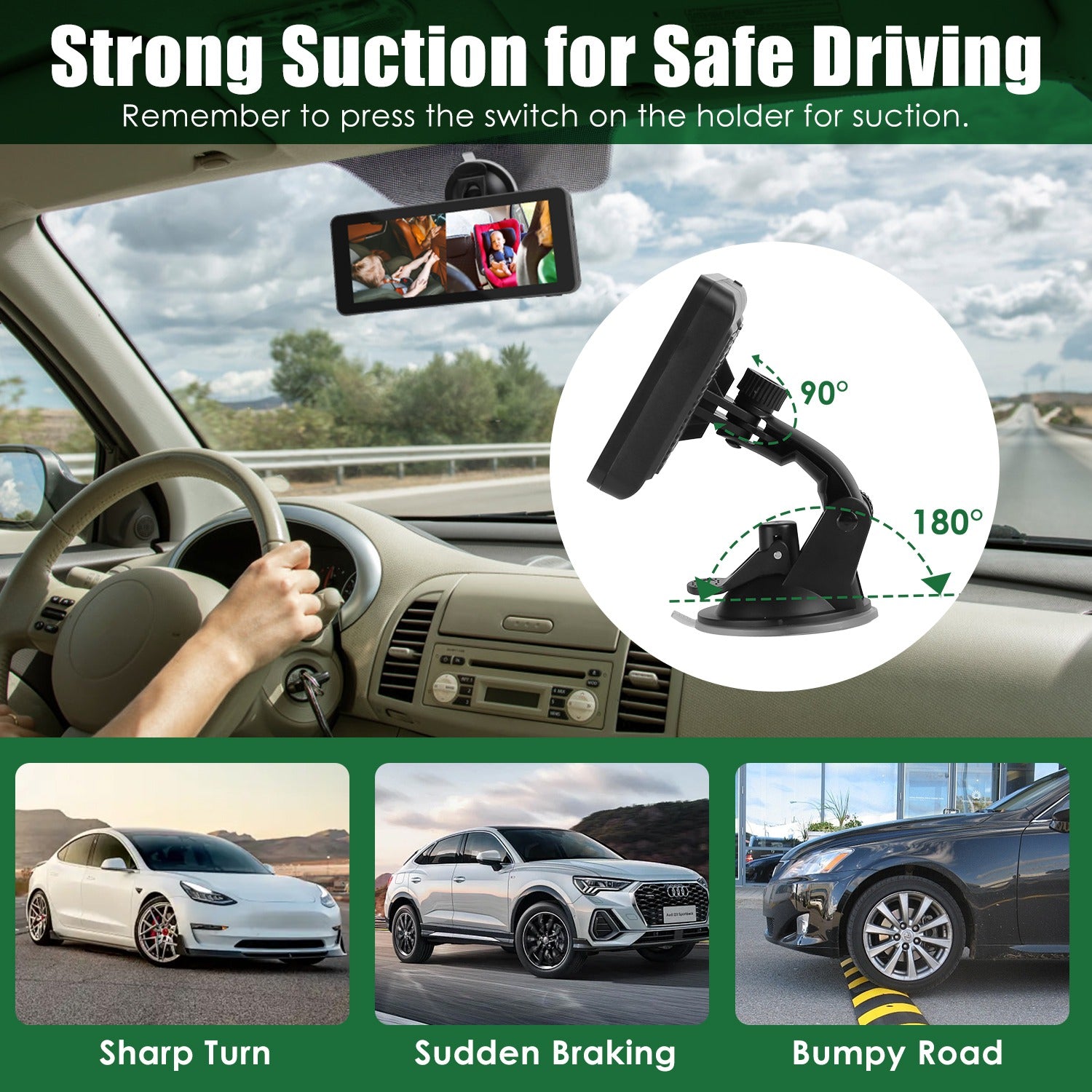 1080P Baby Car Camera for 2 Kids Dual Channel Car Baby Monitor Rear Facing Car