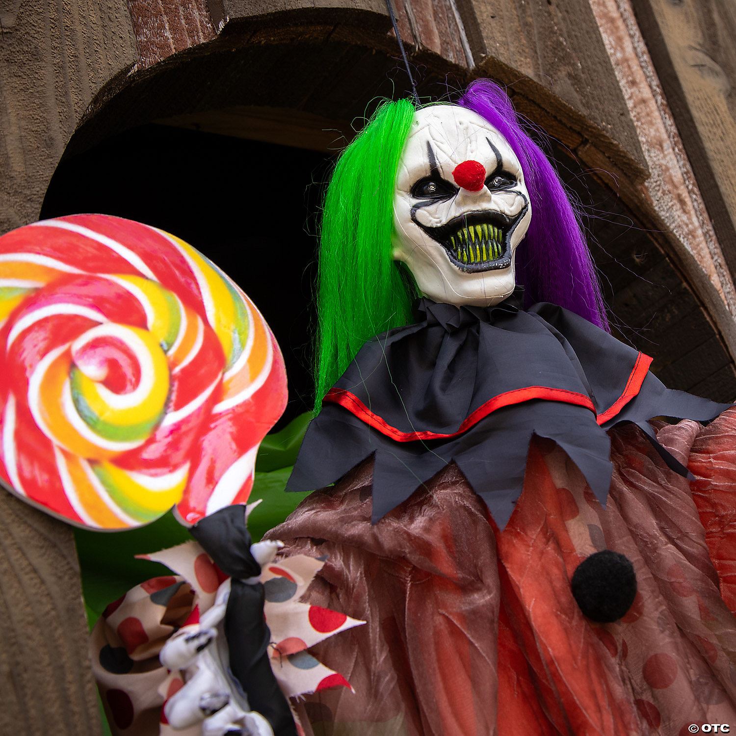 53 1/4" Animated & Light-Up Clown Hanging Halloween Decoration