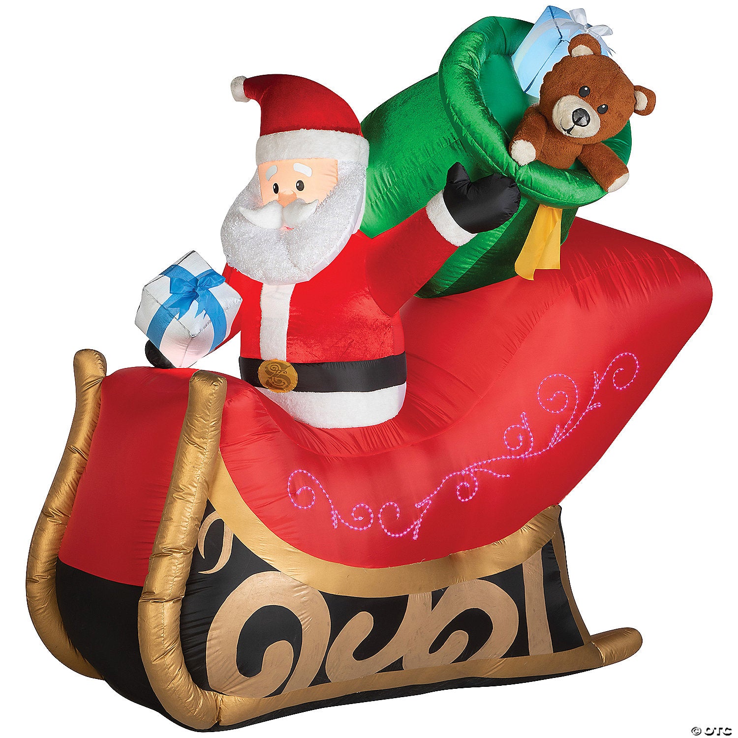 77" Blow-Up Inflatable Santa Sleigh With Built-In Led Lights Outdoor Yard Decoration