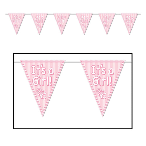 Beistle It's A Girl Pennant Banner - Baby Shower | Party Supply | Decoration