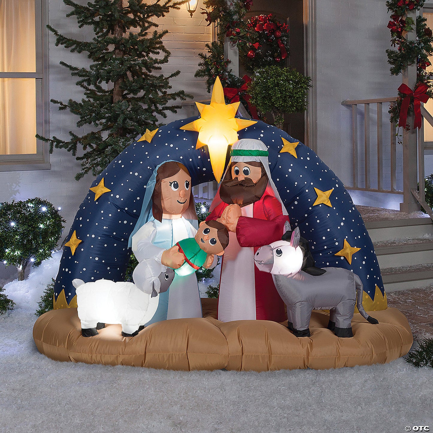 78" Blow-Up Inflatable Snowy Night Nativity With Built-In Lights Outdoor Yard Decoration