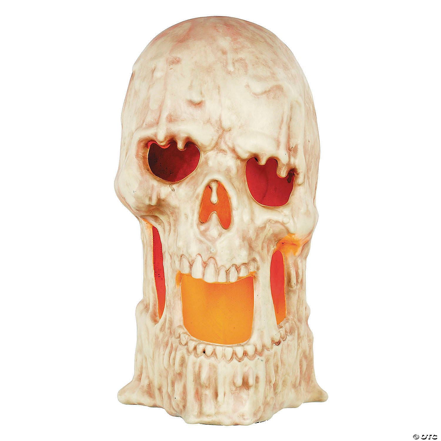 20" x 10 3/4" Light-Up Flaming Large Plastic Skull Halloween Tabletop