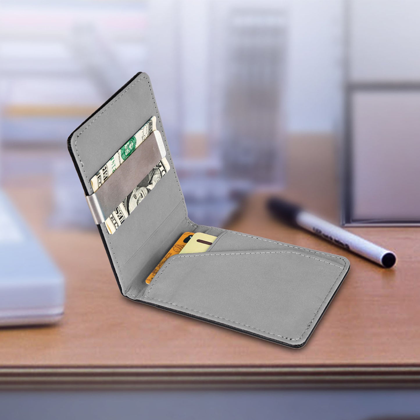 Unisex PU Leather Wallet RFID Blocking Slim Bifold Credit Card Holder with