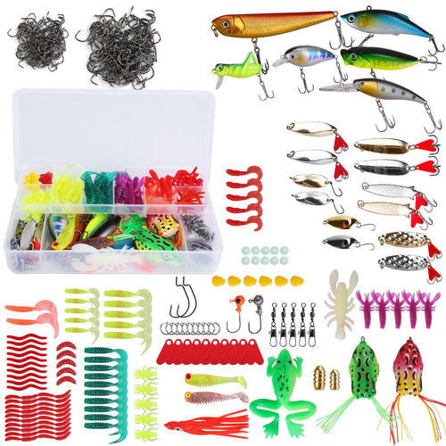 375Pcs Fishing Baits and Tackle Box Saltwater Freshwater Fishing Lures Kit