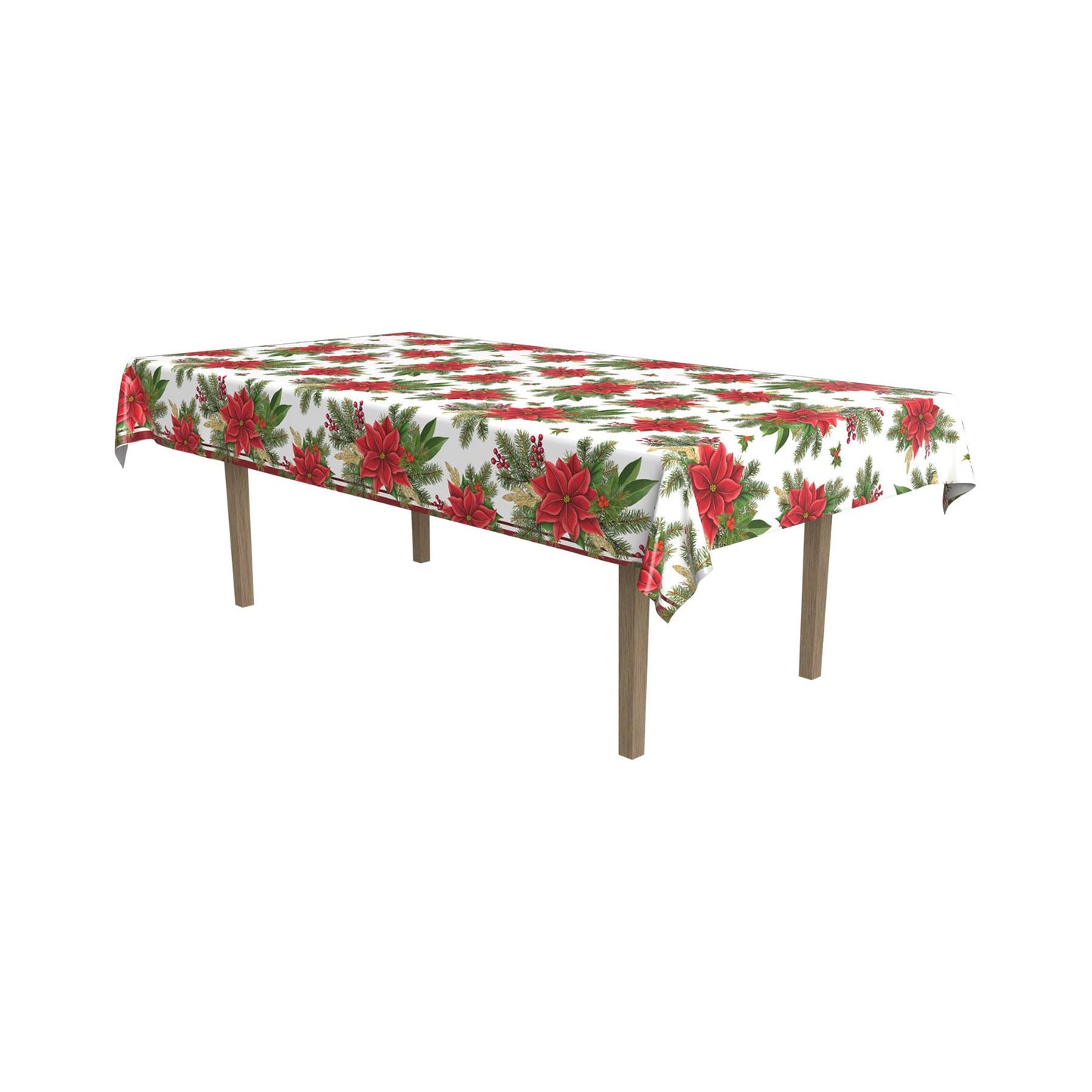 Beistle Poinsettia Tablecover - Christmas/Winter | Party Supply | Decoration