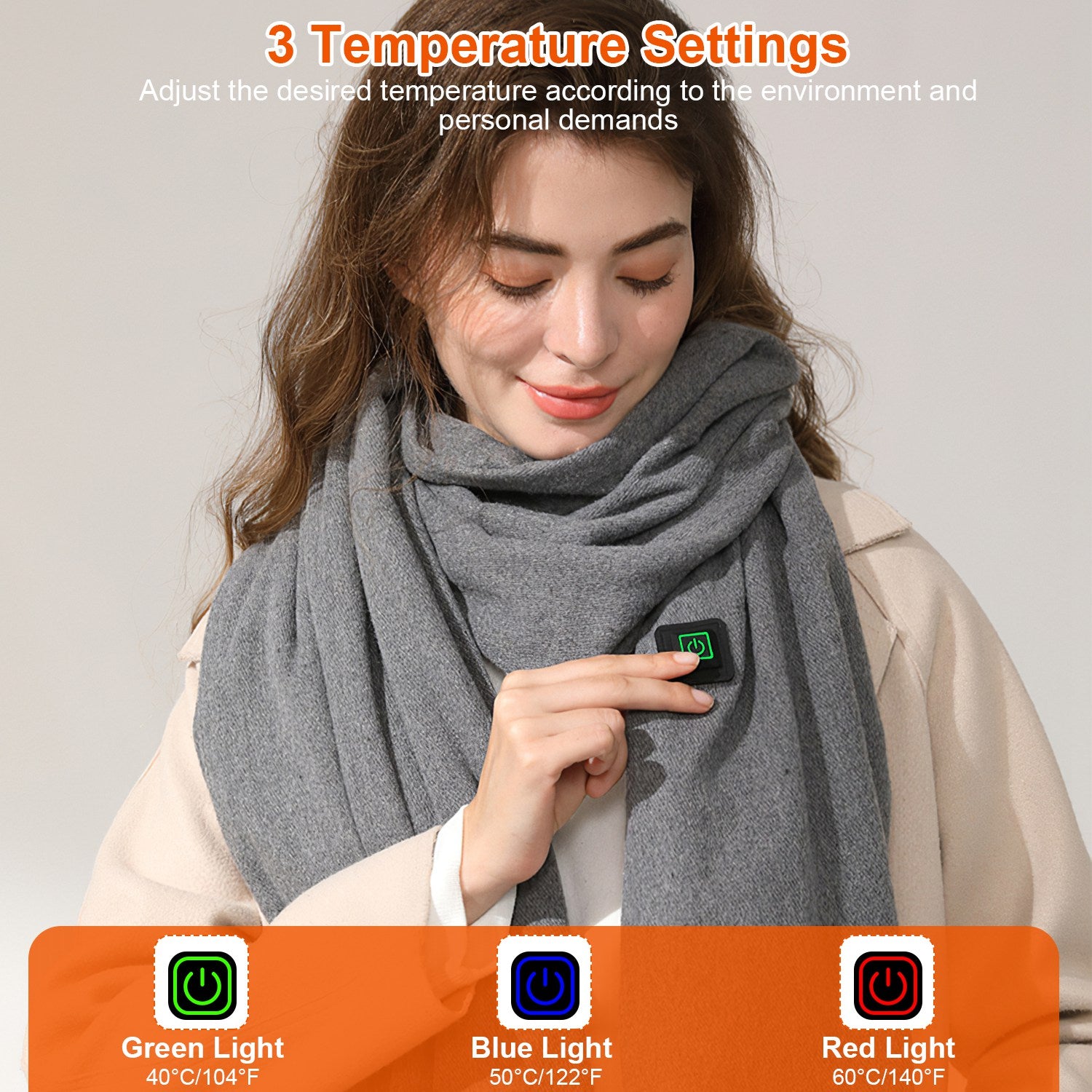 Electric Heated Winter Scarf USB Heating Neck Wrap Unisex Heated Neck Shawl