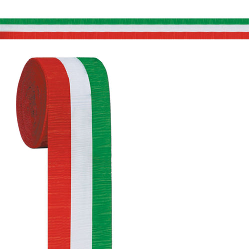 Beistle Red, White, and Green Crepe Streamer - Christmas/Winter | Party Supply