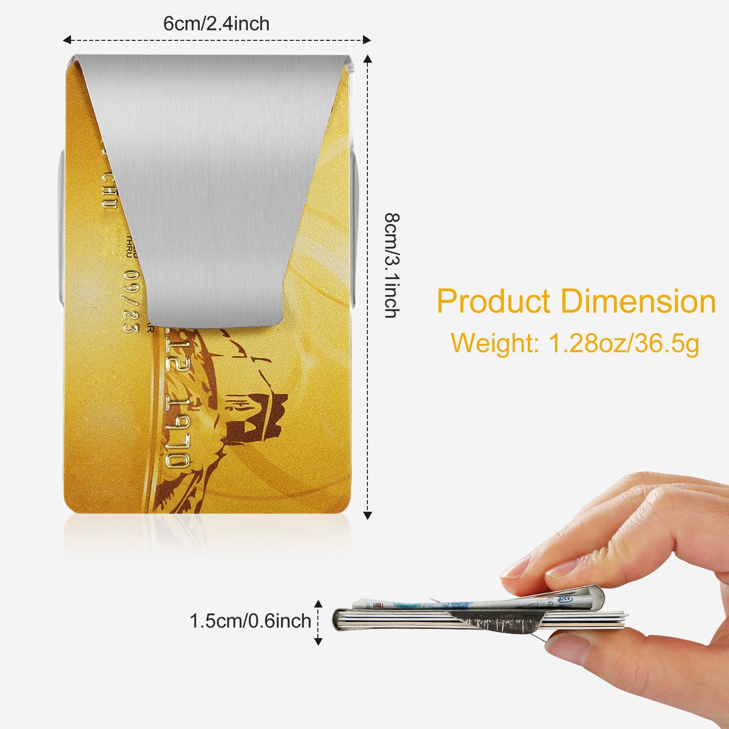 Slim Clip Double Sided Money Clip Credit Card Holder Wallet Stainless Steel