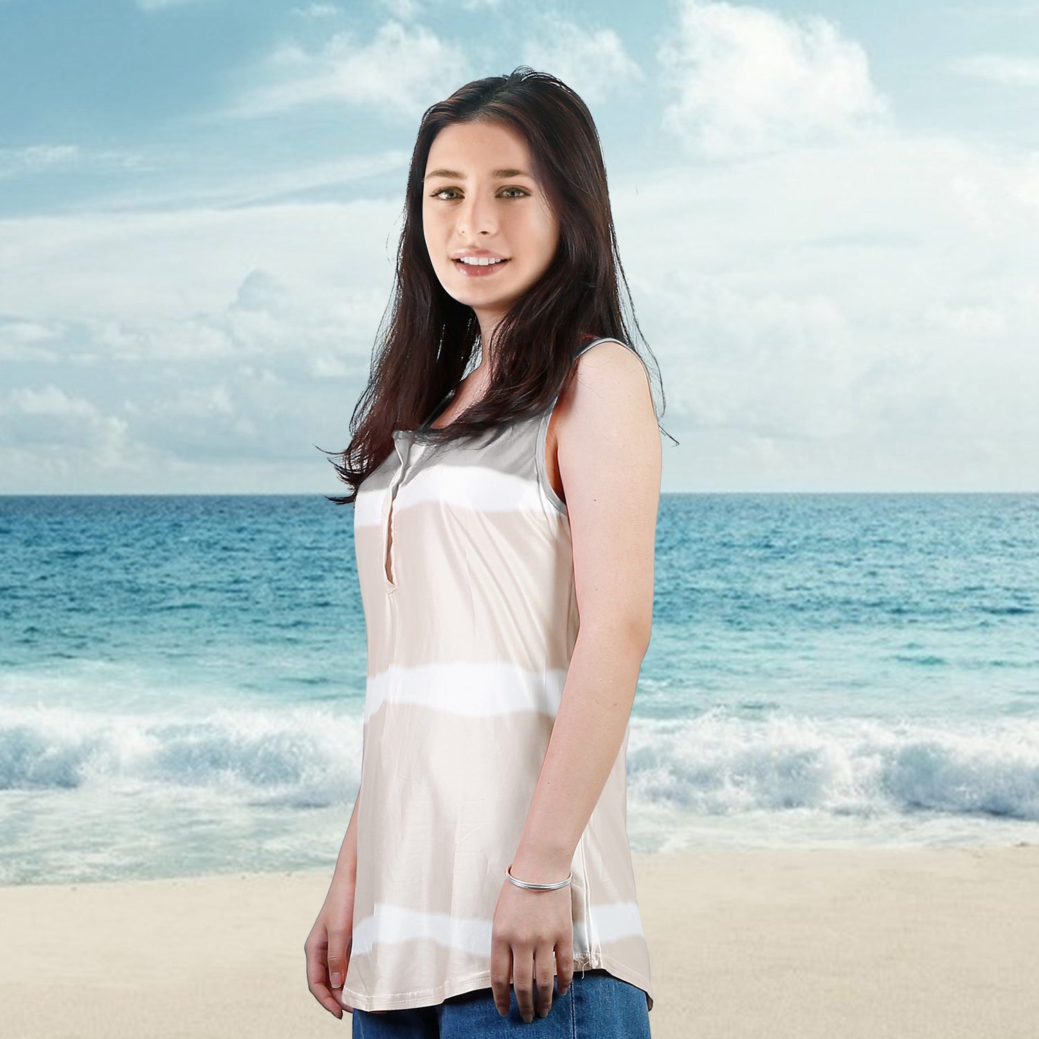 Women Tie-dye Sleeveless Tank Tops Summer Loose T Shirts Tops Button Down