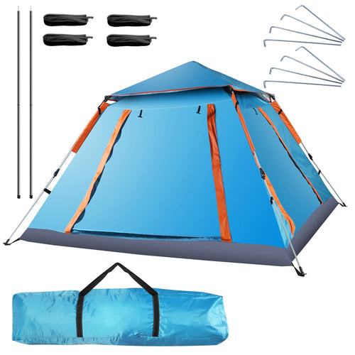 4-5 Person Camping Tent Outdoor Foldable Waterproof Tent with 2 Mosquito Nets