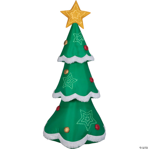 7.5 Ft. Blow-Up Inflatable Mixed Media Christmas Tree With Built-In Led Lights Outdoor Yard Decoration