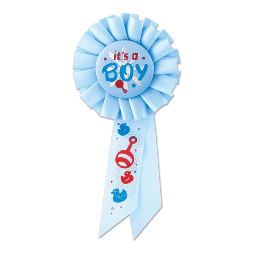 Beistle It's A Boy Rosette Ribbon - Party Supply Decoration for Baby Shower