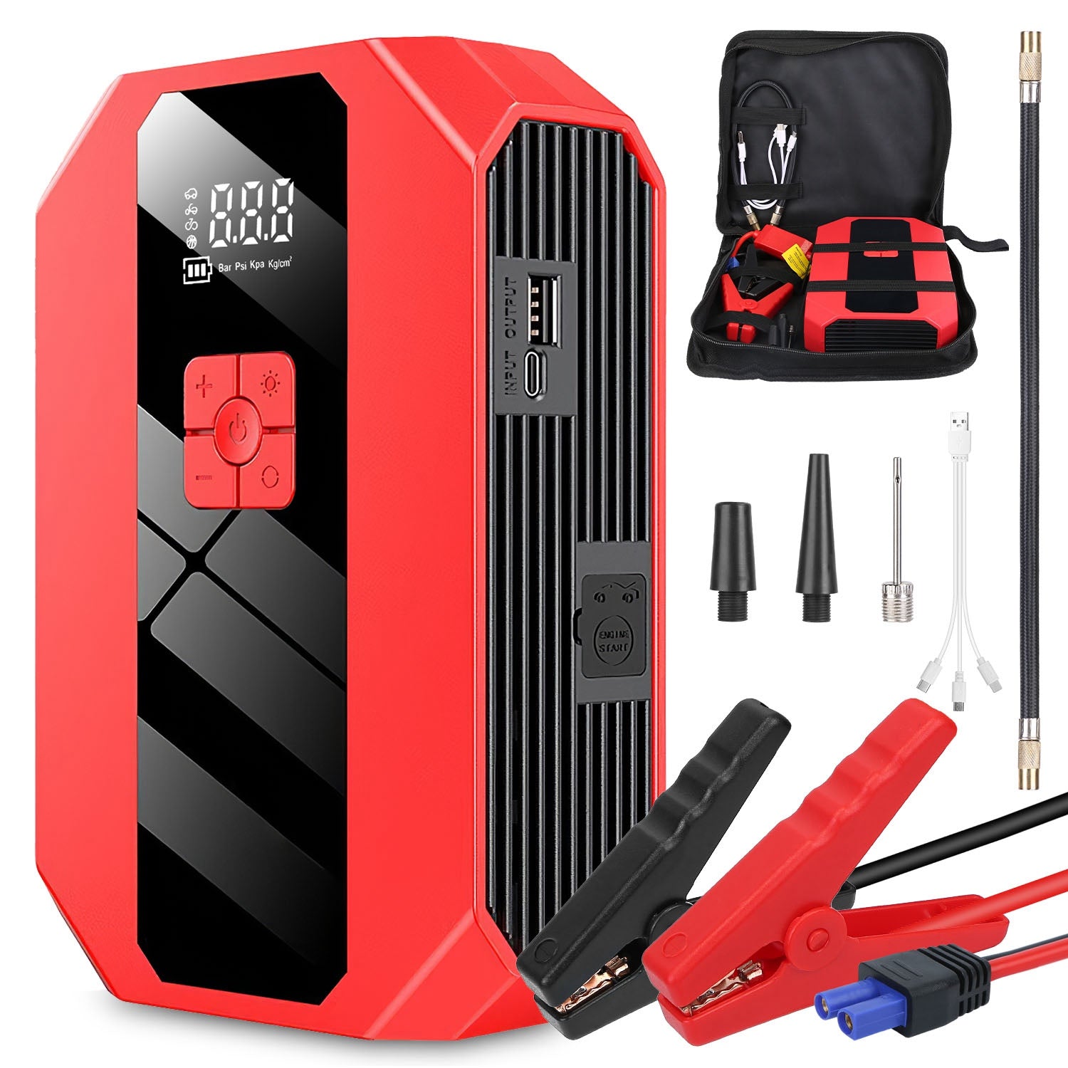 Portable Car Jump Starter Air Compressor 1500A 400PSI Car Battery Charger Jump