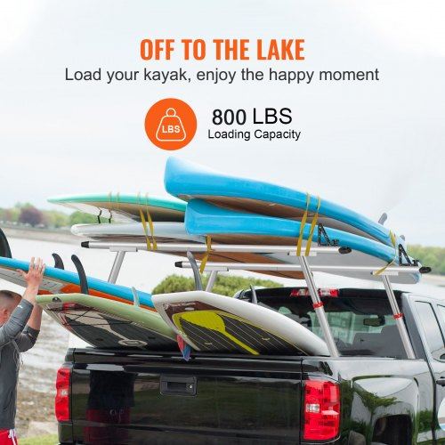 Truck Rack 800 lbs Capacity 17-29in Adjustable Height Aluminum Ladder Rack