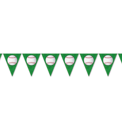 Beistle Baseball Pennant Banner - 12 feet | Party Supply | Decoration