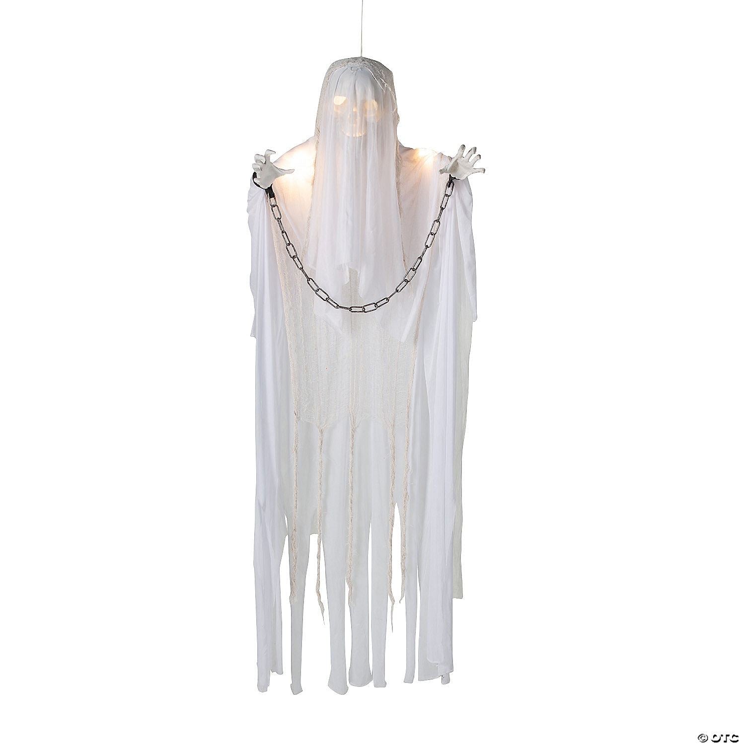 25 1/2" x 5 Ft. Animated Hanging White Grim Reaper Halloween Decoration with