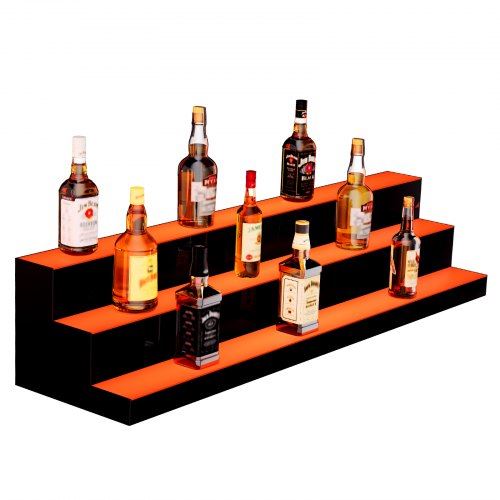 LED Lighted Liquor Bottle Display Bar Shelf RF & App Control 48" 3-Step