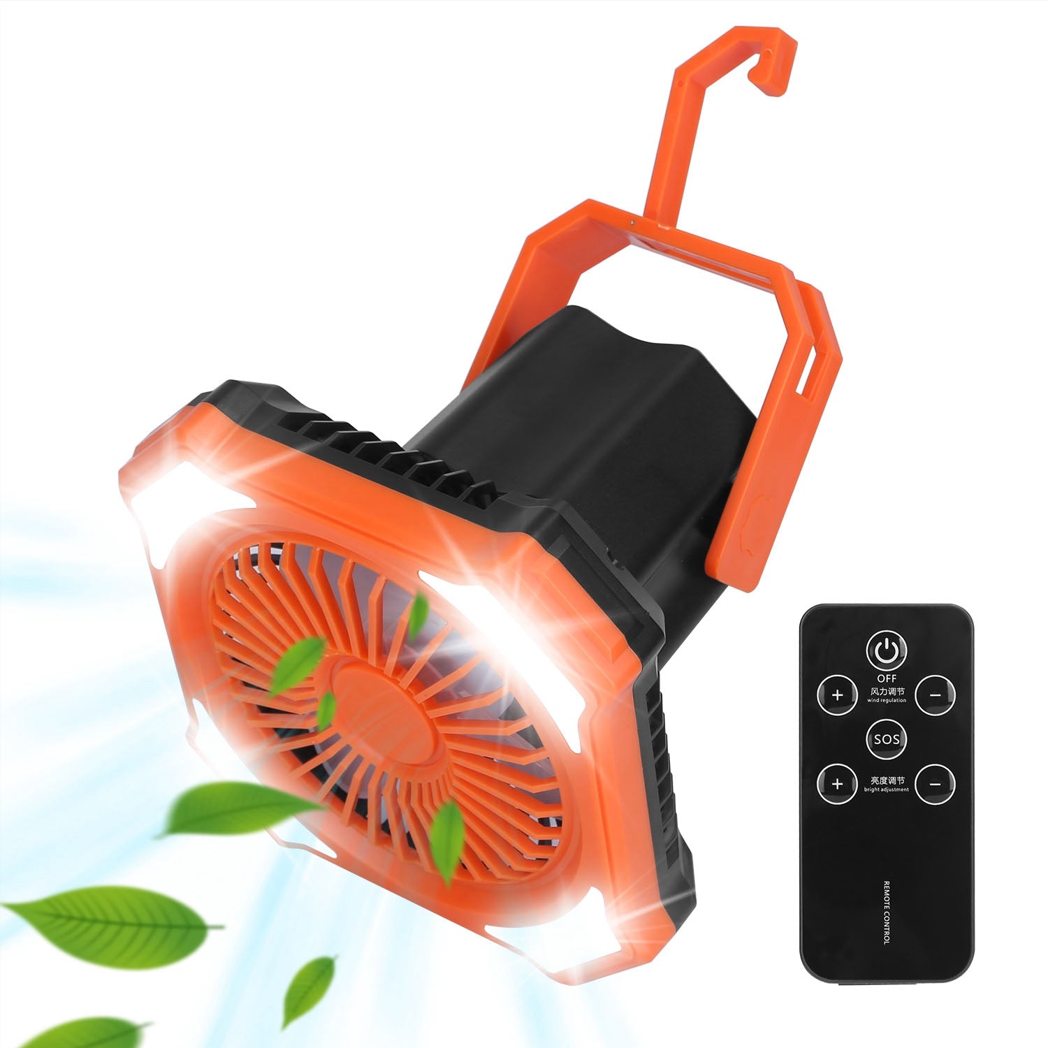 Portable Camping Lantern Fan 10000mAh Battery Powered Hanging Fan USB
