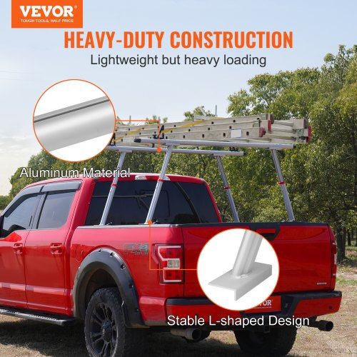 Truck Rack 800 lbs Capacity 17-29in Adjustable Height Aluminum Ladder Rack