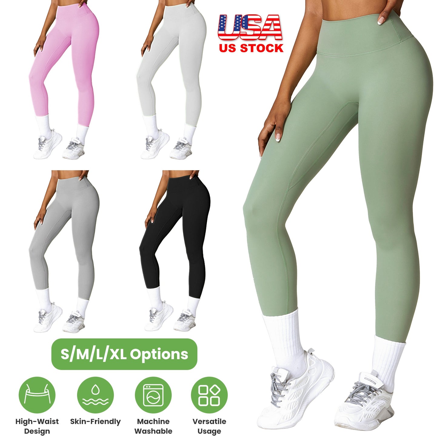 Women s High Waist Workout Leggings Tummy Control Compression Yoga Tight Pants