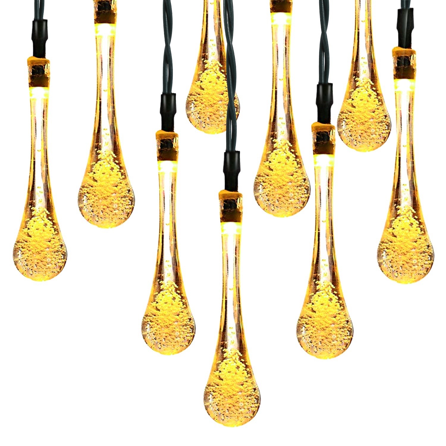 Outdoor Solar String Lights 21 Feet 30 LEDs Water Drop Solar Powered Lights 4288